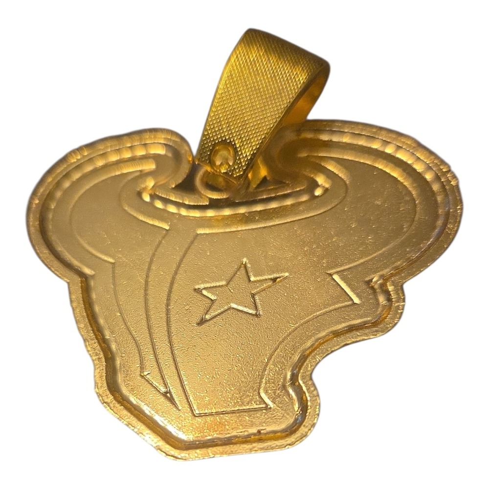 Houston Texans NFL Logo Pendant Iced Out Gold Tone Enamel Bull Head Jewelry - Picture 2 of 2